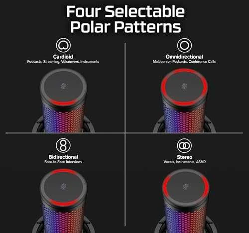 HyperX QuadCast 2 S kondensatorinis žaidimų mikrofonas | Juodas