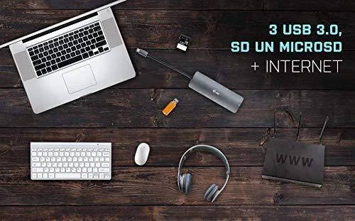 I-TEC USB C metalo nano dokas stotis 1xHDMI 4K 1xSD kortelių skaitytuvas 1xmicroSD kortelių skaitytuvas 1xGLAN 1xgarsas 3x USB 3.0 prievadas 1x USB-C PD