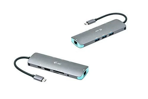 I-TEC USB C metalo nano dokas stotis 1xHDMI 4K 1xSD kortelių skaitytuvas 1xmicroSD kortelių skaitytuvas 1xGLAN 1xgarsas 3x USB 3.0 prievadas 1x USB-C PD