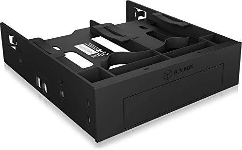 Icy Box IB-5251 Tvirtinimo rėmas 2x2,5" + 1x3,5" HDD/SSD diskams 1x5,25" nišoje, su priekiniu skydeliu, juodas
