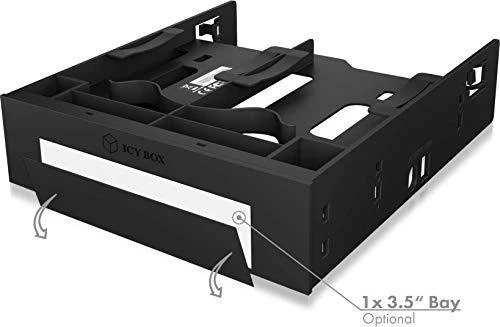 Icy Box IB-5251 Tvirtinimo rėmas 2x2,5" + 1x3,5" HDD/SSD diskams 1x5,25" nišoje, su priekiniu skydeliu, juodas