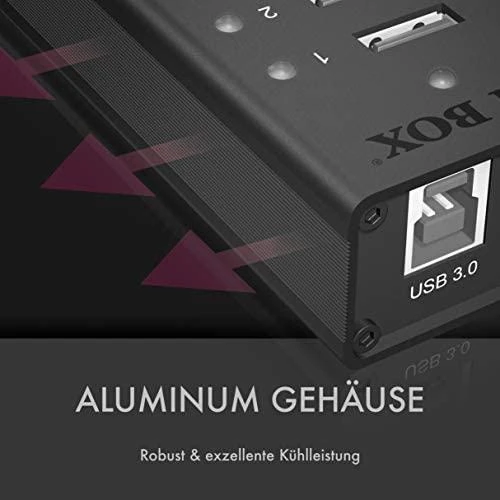 ICY BOX IB-AC6113 13x prievadas USB 3.0 šakotuvas su USB įkrovimo prievadu Juodas