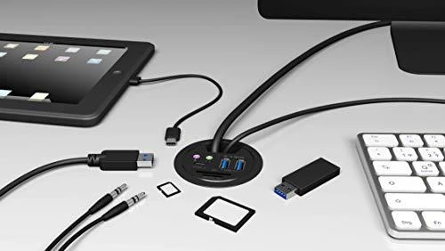 ICYBOX IB-HUB1404A Icy Box Desk Hub 2x USB 3.0, 1x USB 3.0 Type-C, garso įvestis / išvestis, SD skaitytuvas