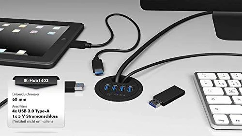 ICYBOX IB-HUB1403 Icy Box Desk Hub 4xUSB 3.0, 120 cm USB 3.0 laidas