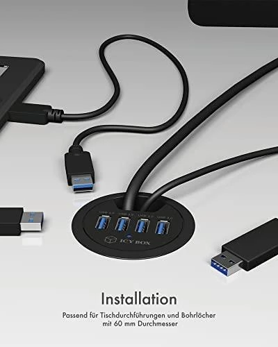 ICYBOX IB-HUB1403 Icy Box Desk Hub 4xUSB 3.0, 120 cm USB 3.0 laidas