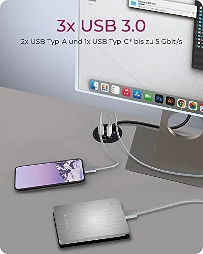 ICYBOX IB-HUB1404A Icy Box Desk Hub 2x USB 3.0, 1x USB 3.0 Type-C, garso įvestis / išvestis, SD skaitytuvas
