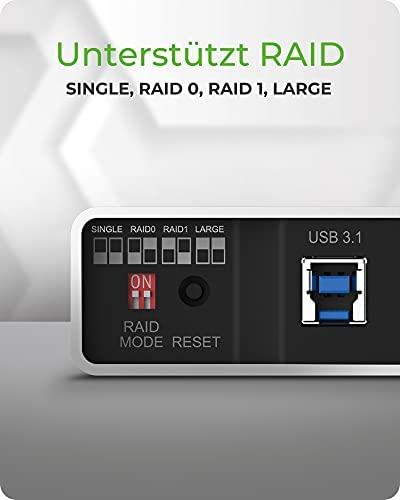 Icy Box „Raidsonic“ išorinė RAID sistema SSD ir HDD diskams IB-RD2253-U31, 2 x 2,5 colio SATA I/II/III, 2,5 colio, 1 x USB 3.1 (2 kartos) B tipo su UASP palaikymu