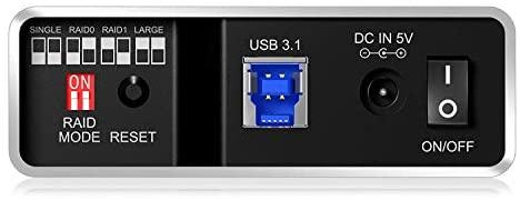 Icy Box „Raidsonic“ išorinė RAID sistema SSD ir HDD diskams IB-RD2253-U31, 2 x 2,5 colio SATA I/II/III, 2,5 colio, 1 x USB 3.1 (2 kartos) B tipo su UASP palaikymu