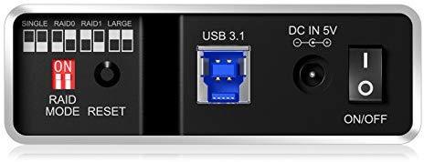 Icy Box „Raidsonic“ išorinė RAID sistema SSD ir HDD diskams IB-RD2253-U31, 2 x 2,5 colio SATA I/II/III, 2,5 colio, 1 x USB 3.1 (2 kartos) B tipo su UASP palaikymu