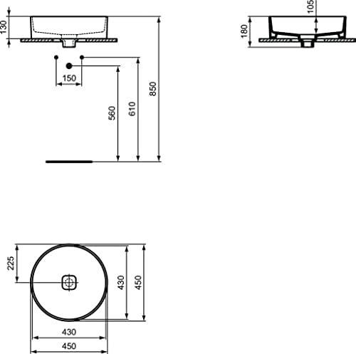 Pastatomas praustuvas Ideal Standard Strada II, Ø 450 mm apvalus