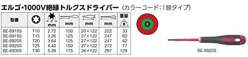 Bahco Izoliuotas atsuktuvas ERGO™ Torx T10x100mm 1000V VDE