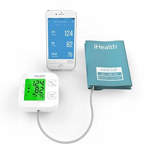Kraujospūdžio matuoklis iHealth | Trasa | KN-550BT | Baltas/Mėlyna | Kraujospūdžio (sistolinio ir diastolinio) apskaičiavimas, Širdies susitraukimų dažnio skaičiavimas | 4 | Belaidis Bluetooth ryšys | Automatinis | Svoris 438 g