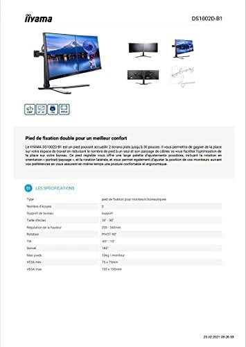 iiyama DS1002D-B1 monitoriaus laikiklis arba stovas 76,2 cm (30") Juoda