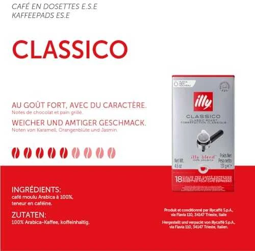 ​Illy Classico Medium Roast E.S.E. kavos pagalvėlės