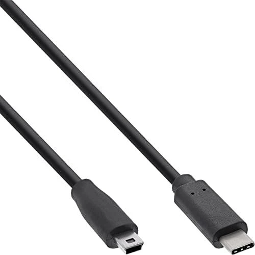 Kabelis USB InLine USB-C - miniUSB 1 m Juodas (35751)