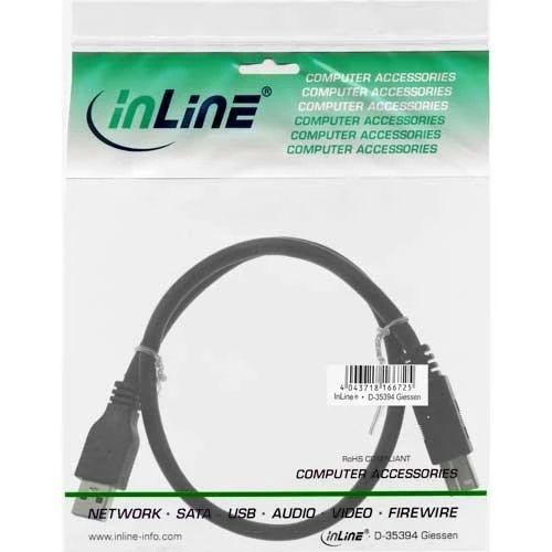Inline 35350 USB kabelis USB 3.0 kištukas A / B kištukas 5m juodas