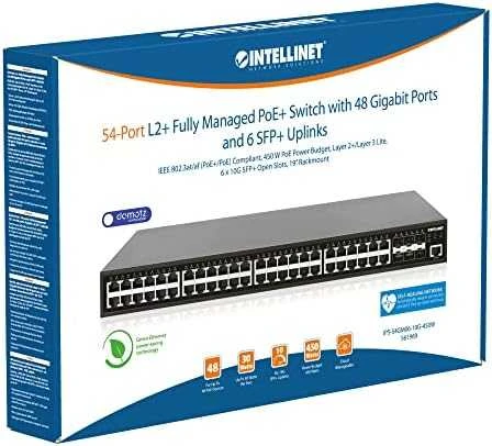 Šakotuvas Switch Intellinet 54-Port L2 /L3 Lite Zarządzany PoE 48x Gigabit 6x 10G SFP Uplink 450W (561969)