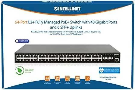 Šakotuvas Switch Intellinet 54-Port L2 /L3 Lite Zarządzany PoE 48x Gigabit 6x 10G SFP Uplink 450W (561969)