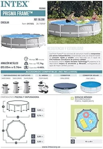Intex Prism Frame Premium Pool Pilkas, 305x76 cm