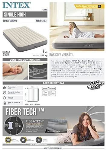 Pripučiamas čiužinys INTEX Deluxe DURA-BEAM Queen 152x203x25 cm