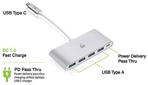 USB IOGear GUH3C4PD šakotuvai ir šakotuvai USB 3.2 Gen 1 (3.1 Gen 1) Type-C 5000 Mbit/s Balta