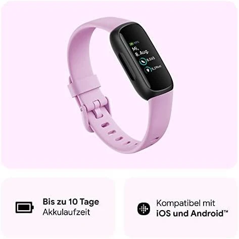 Išmanioji apyrankė Fitbit Inspire 3, Juodos spalvos korpusas su alyvinės spalvos dirželiu