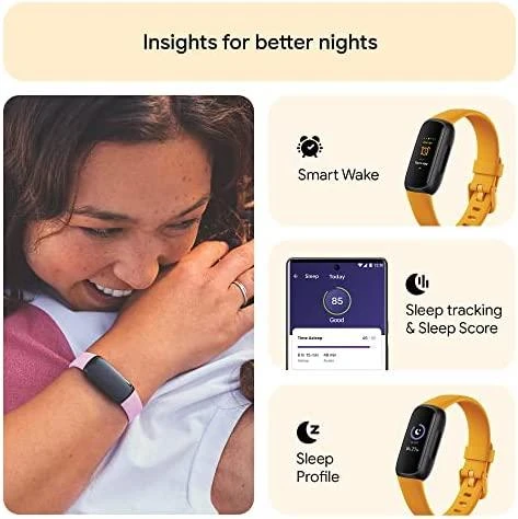 Išmanioji apyrankė Fitbit Inspire 3, Juodos spalvos korpusas su moliugų spalvos dirželiu