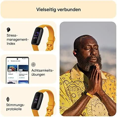 Išmanioji apyrankė Fitbit Inspire 3, Juodos spalvos korpusas su moliugų spalvos dirželiu