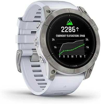 Išmanusis laikrodis Garmin epix™ Pro (Gen 2) – Sapphire Edition, 51 mm, Titano spalvos korpusas su baltos spalvos dirželiu