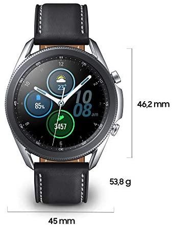 Išmanusis laikrodis Samsung Galaxy Watch 3 (41mm), Sidabrinės spalvos korpusas su juodos spalvos dirželiu
