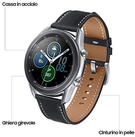 Išmanusis laikrodis Samsung Galaxy Watch 3 (41mm), Sidabrinės spalvos korpusas su juodos spalvos dirželiu