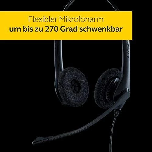 Jabra Biz 1500 Duo Laidinės ausinės, USB-A, Juoda