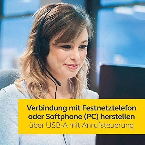 Jabra Biz 1500 Duo Laidinės ausinės, USB-A, Juoda