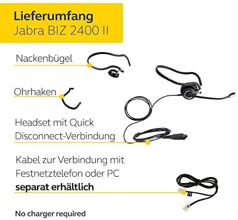 Jabra Biz 2400 II QD Mono NC 3-1 Laidinės ausinės, Juoda
