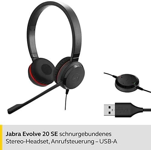 JABRA Evolve 20SE MS stereo Special Edition ausinės on-ear su laidu USB Certified skirta Skype skirta Business