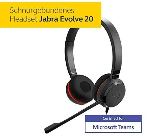 Jabra Evolve 20SE ausinės su mikrofonu ir Teams žyma