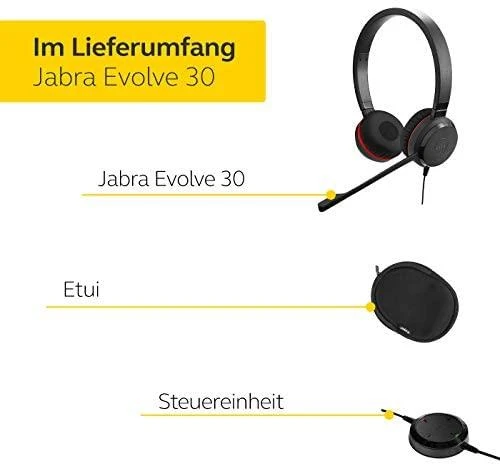 JABRA Evolve 30 II MS stereo Ausinės on-ear su laidu USB 3.5 mm jack Certified skirta Skype skirta Business