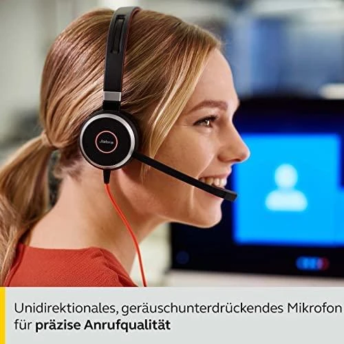JABRA EVOLVE 40 UC Stereo USB su lankeliu ant galvos triukšmo slopinimas USB jungtis with užtildymo mygtukas ir garsumo valdymu ant laido