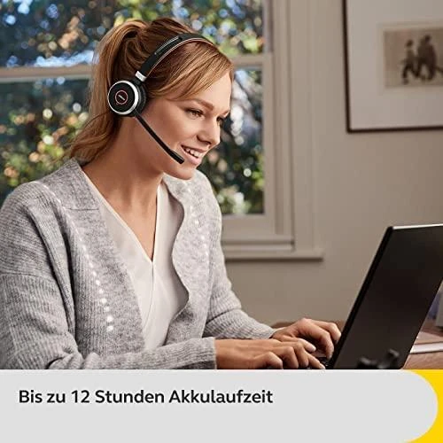 Jabra Evolve 65 SE UC Stereo Belaidės ausinės su mikrofonu, Bluetooth, Charging Stovas