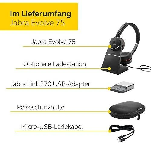 Ausinės JABRA Evolve 75 Link 370 MS