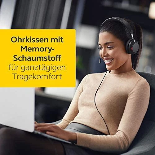 Jabra Evolve2 40 MS Stereo ausinės, Su laidu, Juodos