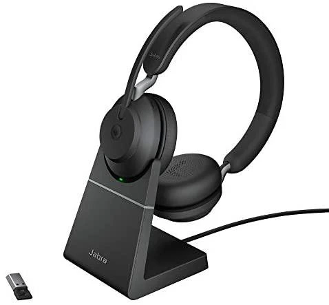 JABRA Evolve2 65 MS Stereo Ausinės on-ear Bluetooth belaidės USB-A noise isolating juodas su charging stand Certified skirta MS Te