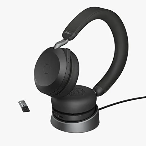 JABRA Evolve2 75 Ausinės on-ear Bluetooth belaidės aktyvus triukšmo slopinimas USB-C noise isolating juodas Certified skirta Microsoft T