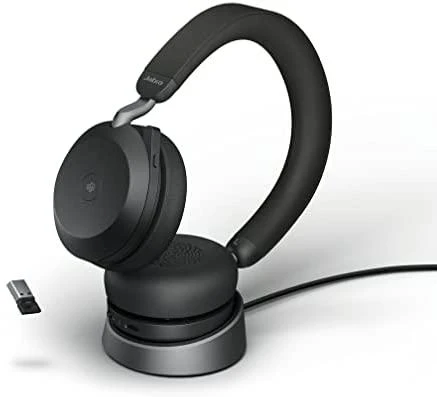 JABRA Evolve2 75 Ausinės on-ear Bluetooth belaidės aktyvus triukšmo slopinimas USB-C noise isolating juodas Certified skirta Microsoft T