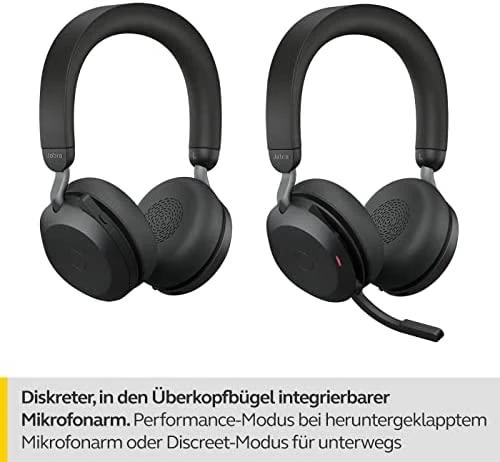 JABRA Evolve2 75 Ausinės on-ear Bluetooth belaidės aktyvus triukšmo slopinimas USB-C noise isolating juodas Certified skirta Microsoft T