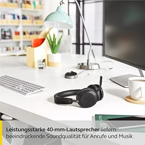 JABRA Evolve2 75 Ausinės on-ear Bluetooth belaidės aktyvus triukšmo slopinimas USB-A noise isolating juodas Optimised skirta UC
