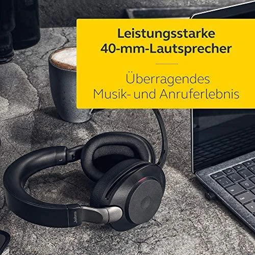 Ausinės Jabra Evolve2 85 MS + Įkrovimo stotelė + Link 380c Juodas