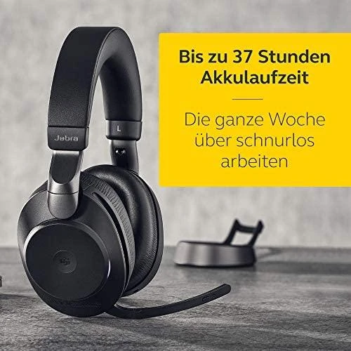 Ausinės Jabra Evolve2 85 MS + Įkrovimo stotelė + Link 380c Juodas