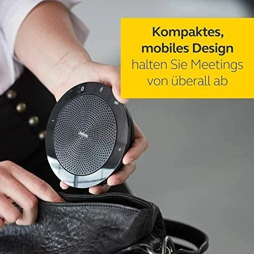 JABRA SPEAK 410 MS garsiakalbis, skirtas UC USB konferencijos sprendimui 360 laipsnių mikrofono prijungimas ir atkūrimas nutildymo ir garsumo mygtukas