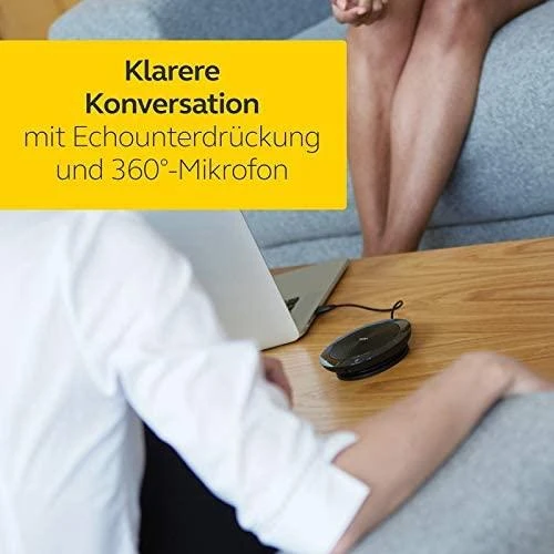 JABRA SPEAK 410 MS garsiakalbis, skirtas UC USB konferencijos sprendimui 360 laipsnių mikrofono prijungimas ir atkūrimas nutildymo ir garsumo mygtukas